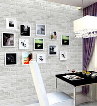 Wallpaper PVC 3D Brick grey white foam thick vinyl 54.15 square feet waterproof - astore.in