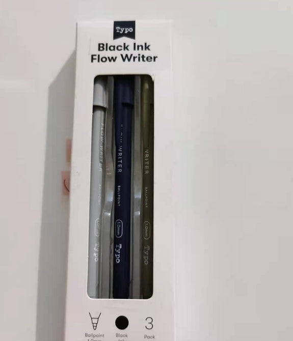 Miniso 1.0mm Thin Barrel Ballpoint Pens 3 pcs(Gray & Blue & Green Barrel,Blue Ink)