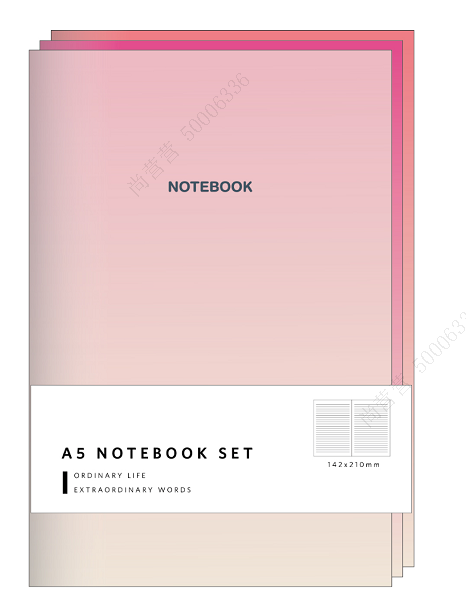 Miniso Pink Series A5 Stitch-bound Book Set (3*32 Sheets)