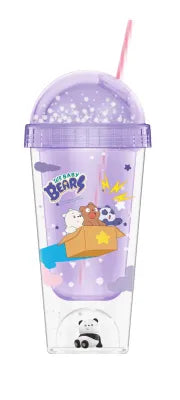Miniso WE BABY BEARS Collection Double Wall Micro Landscape Tumbler with Straw (350mL)