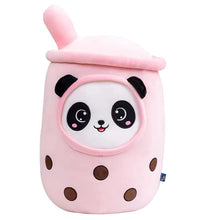 Cute Plush Toys Milk Tea Cup Pillow Panda Plushise Bubble Tea Plushie Soft Stuff (Pink Panda, 13.78 in)