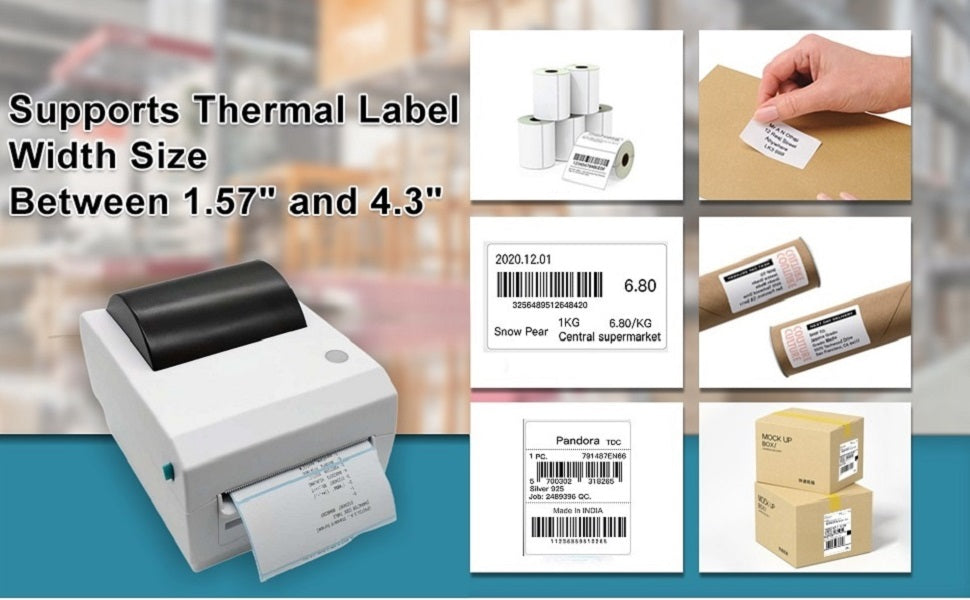 SHREYANS (CD410 4 Inch Receipt + Label Printer for Invoicing & Labelling (Recommended for Shipping Label & Ecommerce Invoice, Barcode Label, MRP Tag)