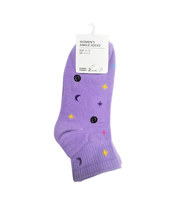 Miniso Space Women’s Ankle Socks 2 Pairs(Purple)
