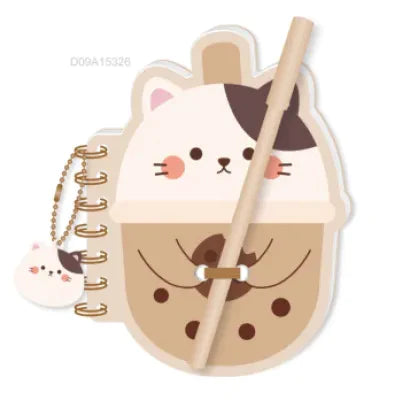 Miniso  Milk Tea Series Wirebound Memo Pad - 80 Sheets(Kitten)