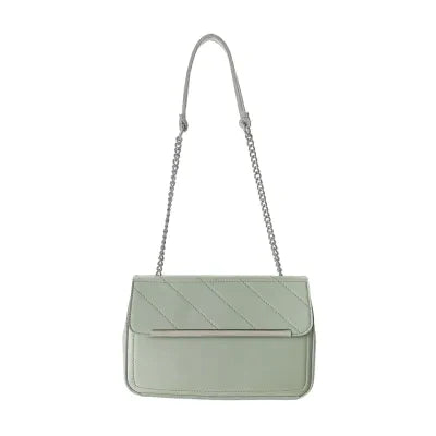Miniso Solid Color Stitches Decorated Shoulder Bag(Light Green)