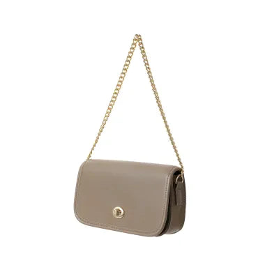 Rectangle Shoulder Bag with Twist Lock(Coffee)