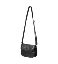 Stone Pattern Crossbody Bag with Flap (Black)