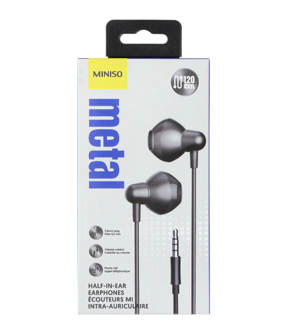 Miniso 3.5mm Metal Half-in-ear Earphones (Black)