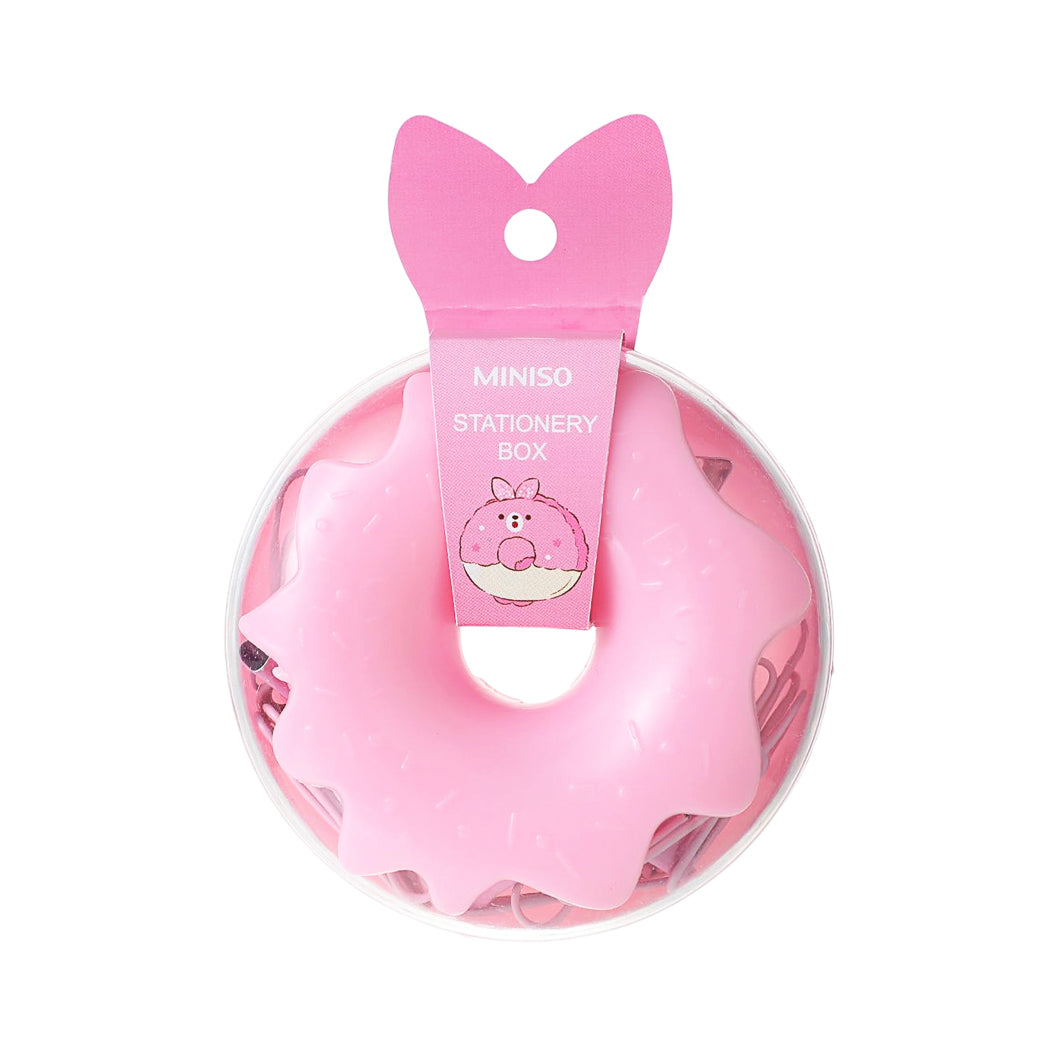 Miniso Mini Family Sweetheart Bunny Series Donut Paper Clips & Binder Clips Set (Pink)