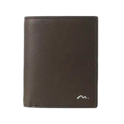 Miniso Men＇s Vertical Short Bifold Wallet with Silver Letters(Brown)