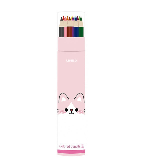 Miniso Animal Faces Collection 12-Piece Colored Pencil Set (Cat)