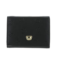 Miniso Women's Hardware Bear Embossed Trifold wallet(Black)