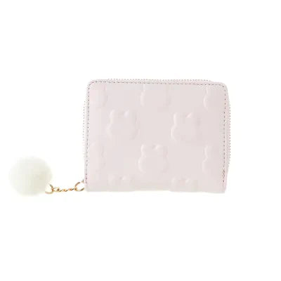 Miniso Women's Bunny Embossed Wallet with Pom Pom Slider
