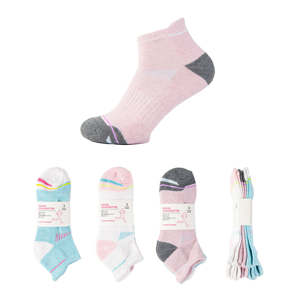 Miniso  Anti-Wear Women's Athletic Socks 3 Pairs(Striped Contrast Color)