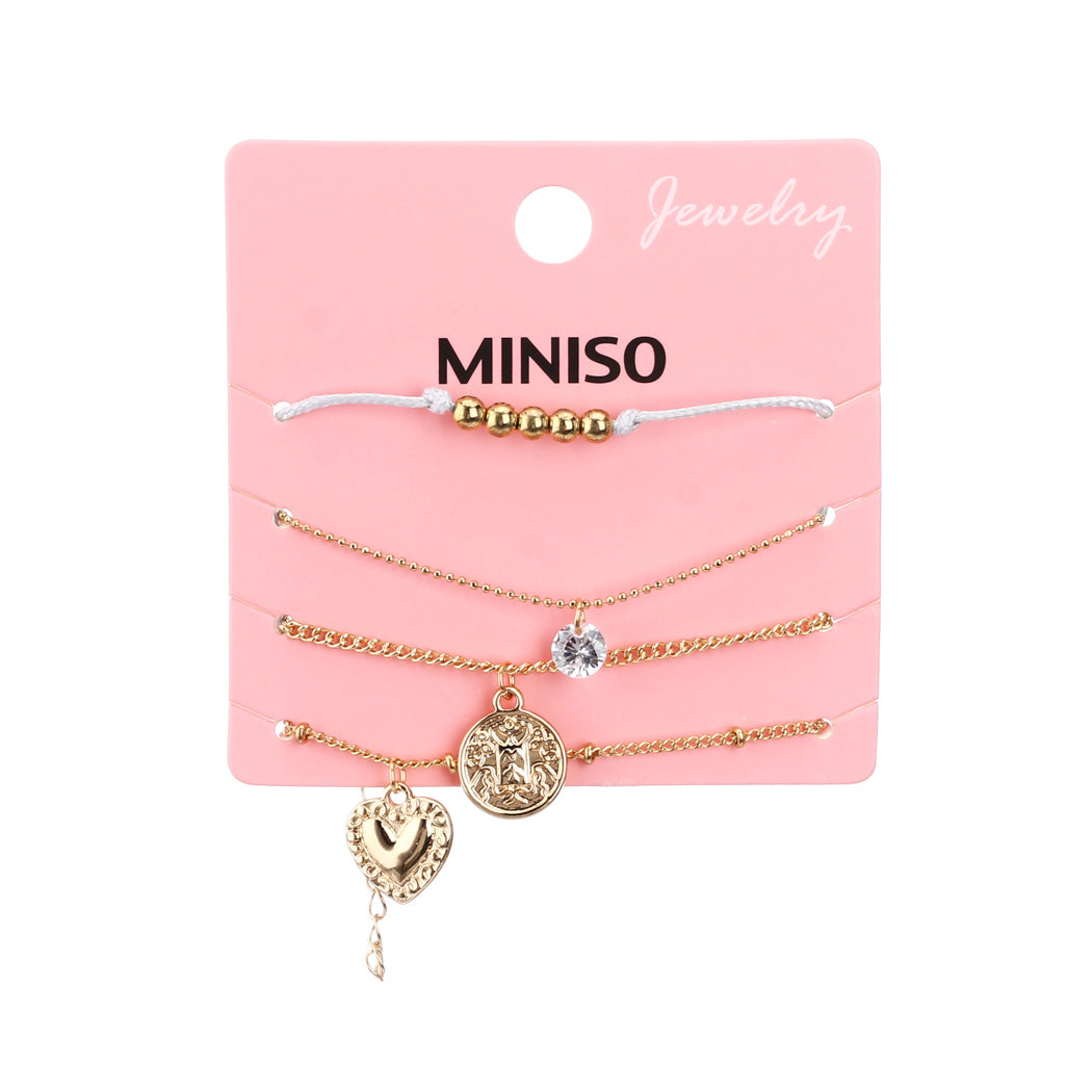 Miniso Fashion Heart Bracelets (4 pcs)