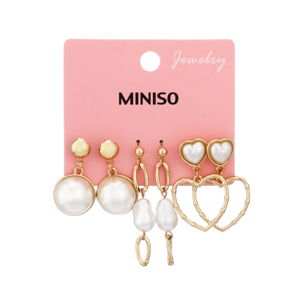 Miniso Heart Earrings (3 Pairs)