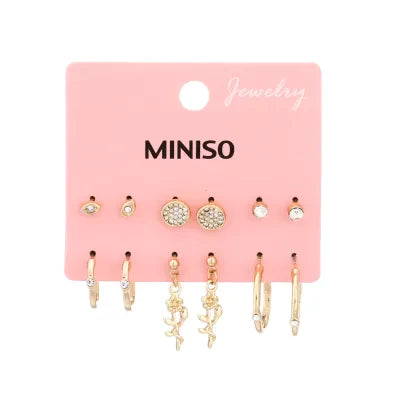 Miniso Shiny Rose Earrings (6 Pairs)
