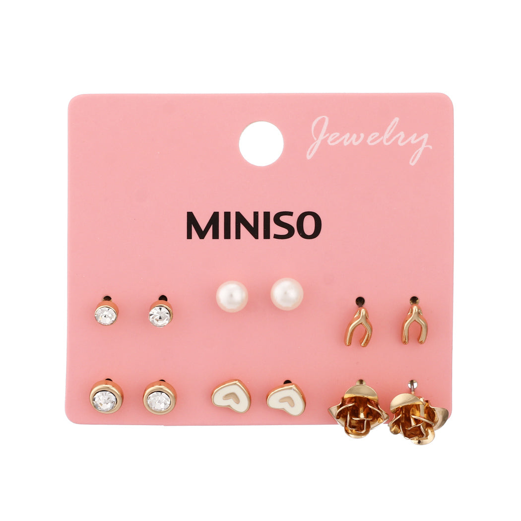 Miniso Heart Earrings (6 Pairs)