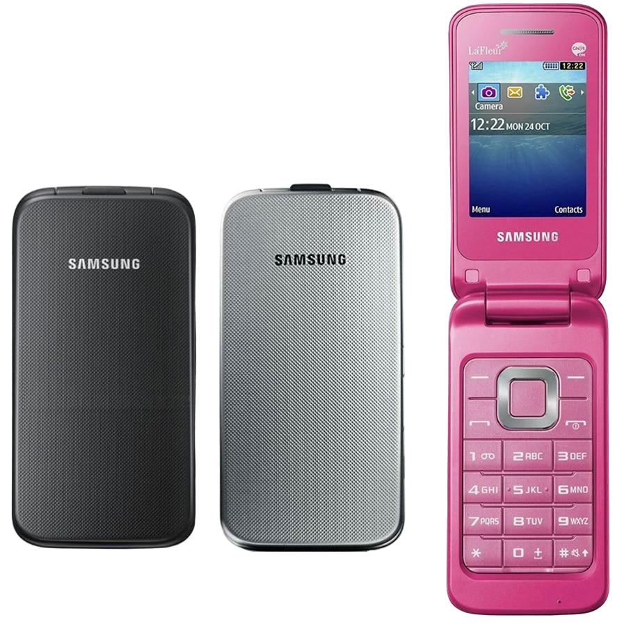 Original Samsung C3520 Unlocked 2.4 Inch English Keyboard Only 3G WCDMA 1.3MP Flip Mobile Phone Refurbished Cellphone - astore.in
