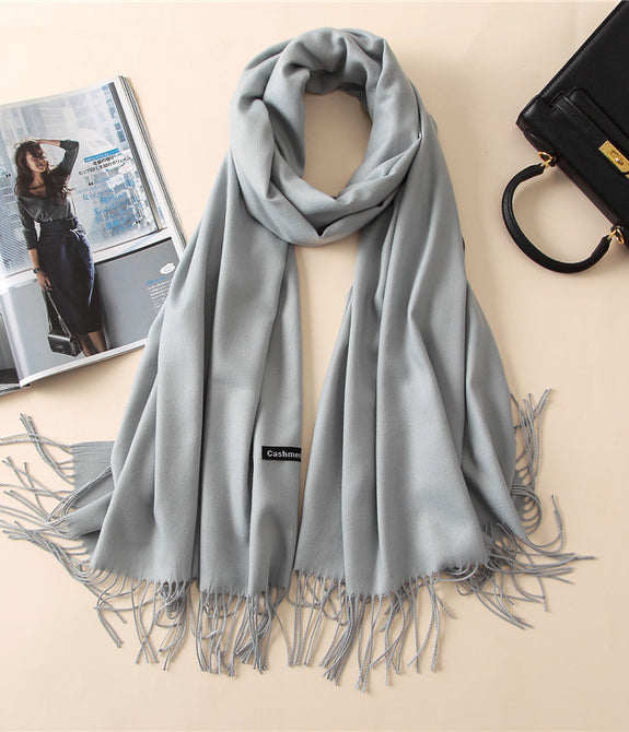 Luxury Women Cashmere Solid Scarf Summer Thin Pashmina Shawls and Wraps Female Foulard Hijab Stoles Head Scarves - astore.in