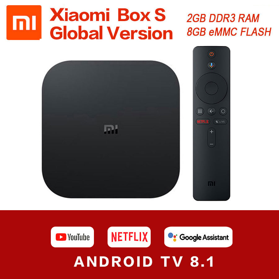 Xiaomi Mi Box S Android TV with Google Assistant Remote Streaming Media Player - Chromecast Built-in - 4K HDR - Wi-Fi - 8 GB - Black - astore.in