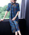 Chinese Cheongsam chiffon dress women flora print