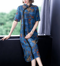 Chinese Cheongsam chiffon dress women flora print - astore.in