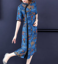 Chinese Cheongsam chiffon dress women flora print - astore.in