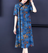 Chinese Cheongsam chiffon dress women flora print - astore.in