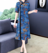 Chinese Cheongsam chiffon dress women flora print - astore.in