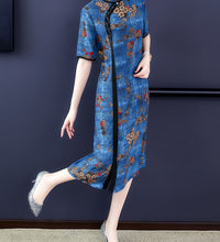 Chinese Cheongsam chiffon dress women flora print - astore.in