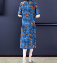 Chinese Cheongsam chiffon dress women flora print - astore.in