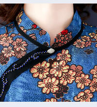 Chinese Cheongsam chiffon dress women flora print - astore.in