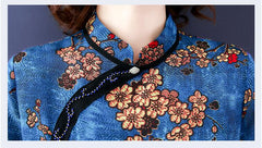 Chinese Cheongsam chiffon dress women flora print - astore.in