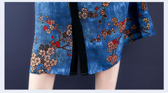 Chinese Cheongsam chiffon dress women flora print - astore.in