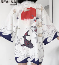 Japanese Kimono Traditional Clothing Crane Carp Anime Kimono Dress Shirts Women Samurai Haori Hombre Yukata Man Cardigan Shirt