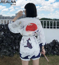 Japanese Kimono Traditional Clothing Crane Carp Anime Kimono Dress Shirts Women Samurai Haori Hombre Yukata Man Cardigan Shirt