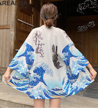 Japanese Kimono Traditional Clothing Crane Carp Anime Kimono Dress Shirts Women Samurai Haori Hombre Yukata Man Cardigan Shirt