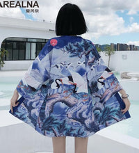 Japanese Kimono Traditional Clothing Crane Carp Anime Kimono Dress Shirts Women Samurai Haori Hombre Yukata Man Cardigan Shirt