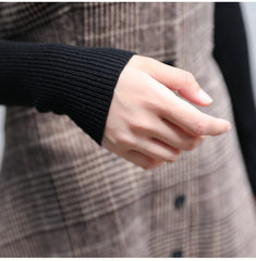England Style Autumn Winter Women Midi Sundress Suspenders Vintage Plaid Woolen Sleeveless Dress Elegant Chic Warm Vestido Mujer