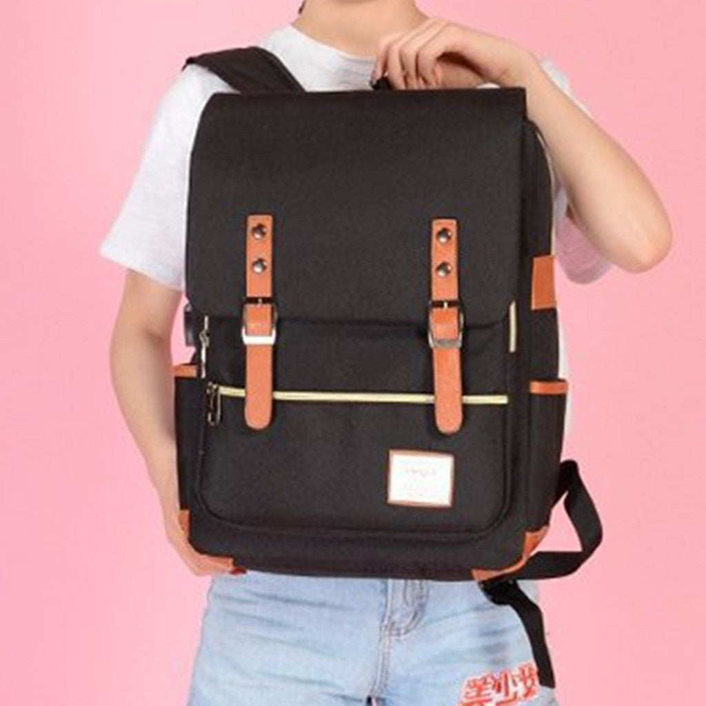 Korean Fashion Solid Anti-theft Waterproof Backpack Double Shoulder Bag Travel Men Women Leisure Backpack Women