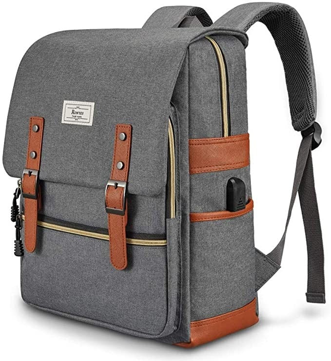 Modoker Vintage Laptop Backpack with USB Charging Port Lightweight School  College Bag Rucksack Fits 15inch Notebook Grey A  Buy Modoker Vintage  Laptop Backpack with USB Charging Port Lightweight School College Bag