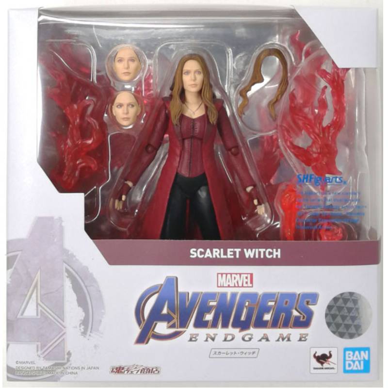 Original Bandai Marvel Avengers Endgame Wanda Scarlet Witch Vision Shf 15 Cm Doll Action Figure Collection Model Adult Kids Toys