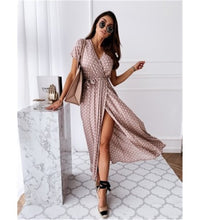 Women Dresses Summer 2021 Fashion Polka Dot Split Boho Dress V-Neck Women Casual Beach Vacation Long Dresses Vestido De Mujer