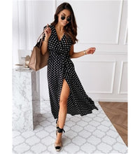 Women Dresses Summer 2021 Fashion Polka Dot Split Boho Dress V-Neck Women Casual Beach Vacation Long Dresses Vestido De Mujer