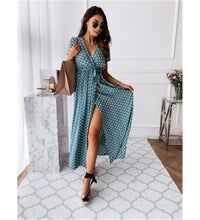 Women Dresses Summer 2021 Fashion Polka Dot Split Boho Dress V-Neck Women Casual Beach Vacation Long Dresses Vestido De Mujer