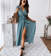 Women Dresses Summer 2021 Fashion Polka Dot Split Boho Dress V-Neck Women Casual Beach Vacation Long Dresses Vestido De Mujer