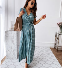 Women Dresses Summer 2021 Fashion Polka Dot Split Boho Dress V-Neck Women Casual Beach Vacation Long Dresses Vestido De Mujer