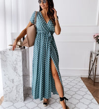 Women Dresses Summer 2021 Fashion Polka Dot Split Boho Dress V-Neck Women Casual Beach Vacation Long Dresses Vestido De Mujer