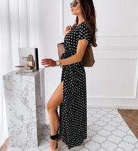 Women Dresses Summer 2021 Fashion Polka Dot Split Boho Dress V-Neck Women Casual Beach Vacation Long Dresses Vestido De Mujer